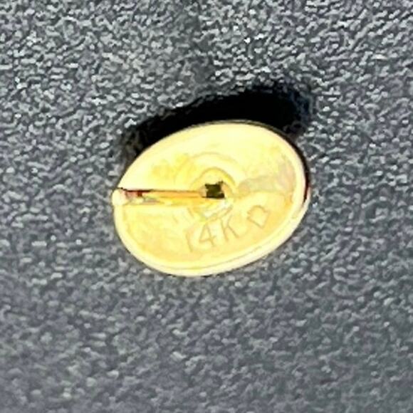 Designer Hallmarked 14K Yellow Gold Black Onyx Stud Earrings 7.5mm x 5mm Oval - Picture 6 of 12